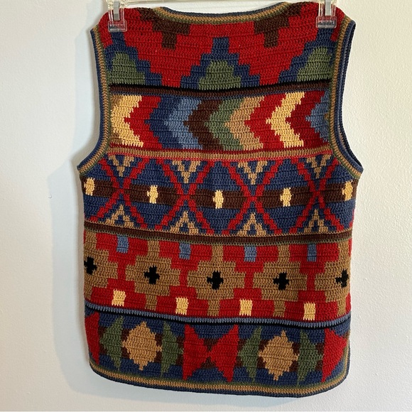 Robert Scott Southwest Cowboy Boho Western Linen Blend Hand Knit Vest Sz Small - Picture 8 of 13